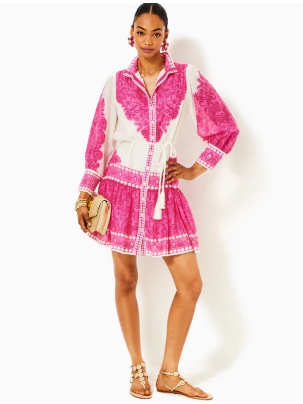Lilly Pulitzer Drena Long Sleeve Mini Dress Pink - Picture 2 of 14